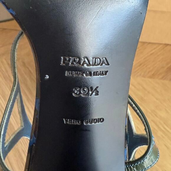 RARE Vintage Prada Blue Floral Chunky Women Heels - SZ 39 1/2 / US 9.5 - Picture 13 of 14